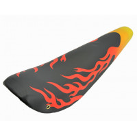20 Inch Vinyl Flame Banana Seat - Black/Red Flame