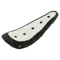 20 Inch Spiral Velour Banana Seat w/Buttons - White/Black