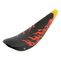 26 Inch Vinyl Flame Banana Seat - Black/Red Flame