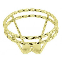 Double Square Twisted Full Steering Wheel - Gold Tone