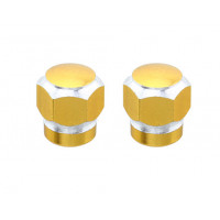Valve Cap Alloy Hex - Golden/Silver