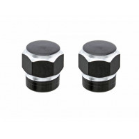 Valve Cap Alloy Hex - Black/Silver