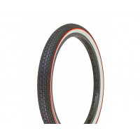20 x 1.75 Brick Tread Tire - Black/White Sidewall/Red Stripe