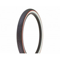 26 x 2.125 Brick Tread Tire - Black/White Sidewall/Red Stripe
